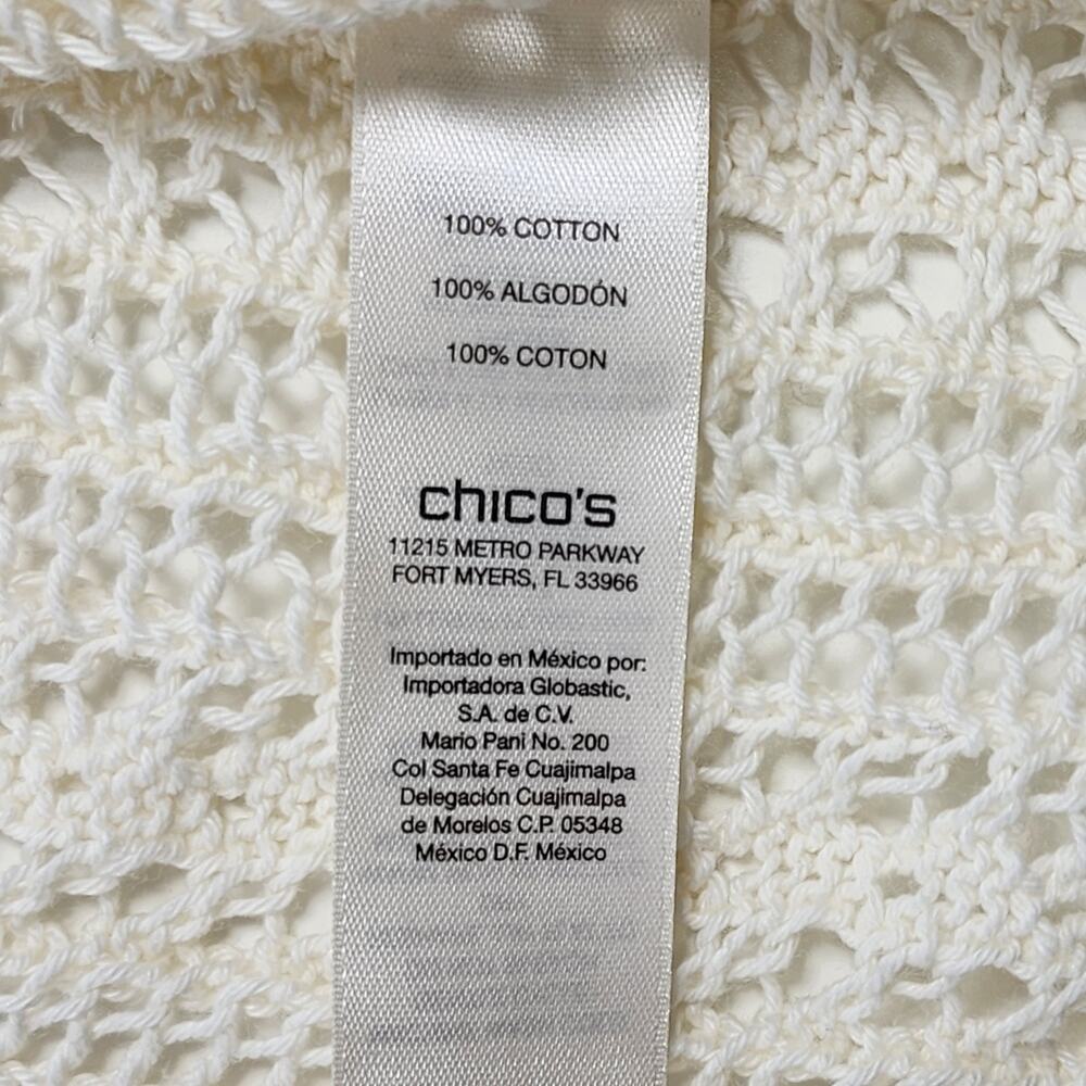 Chico's Cream Crochet Open Cardigan Boho Lace Cotton Size‎ 2 - Picture 6 of 10
